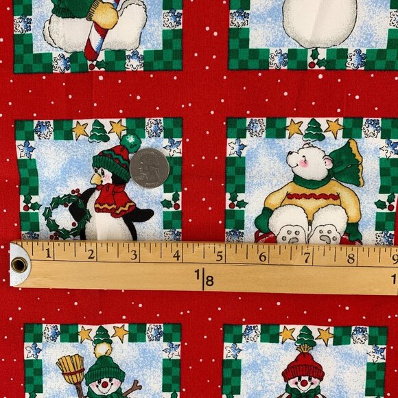 Daisy Kingdom Craft Squares Christmas Holiday Fabric Penguin Snowman B3811 - Picture 7 of 16
